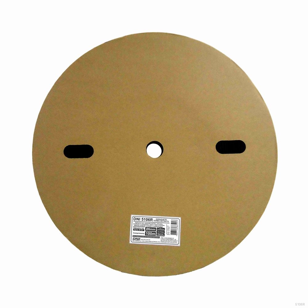 ESPAGUETE TERMO-RETRATIL 6MM SIMILAR 3/16 E 1/4 POL. CONTRACAO 2:1 - ROLO 100M