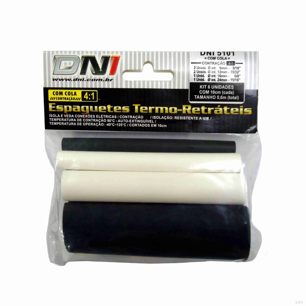 ESPAGUETE TERMO-RETRATIL COLA CONTRACAO 4:1 - KIT 6 PCS