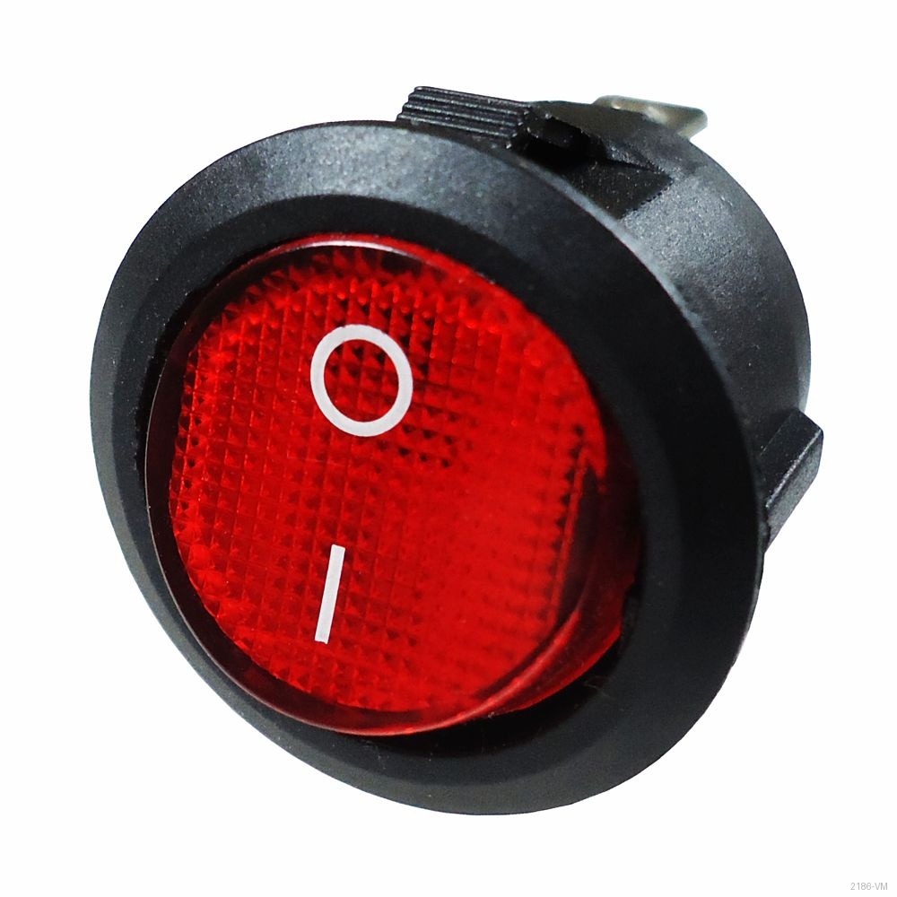 CHAVE GANGORRA UNIVERSAL ON/OFF REDONDA VERMELHA C ILUMINACAO 3TER 12/24V 80W COMUT