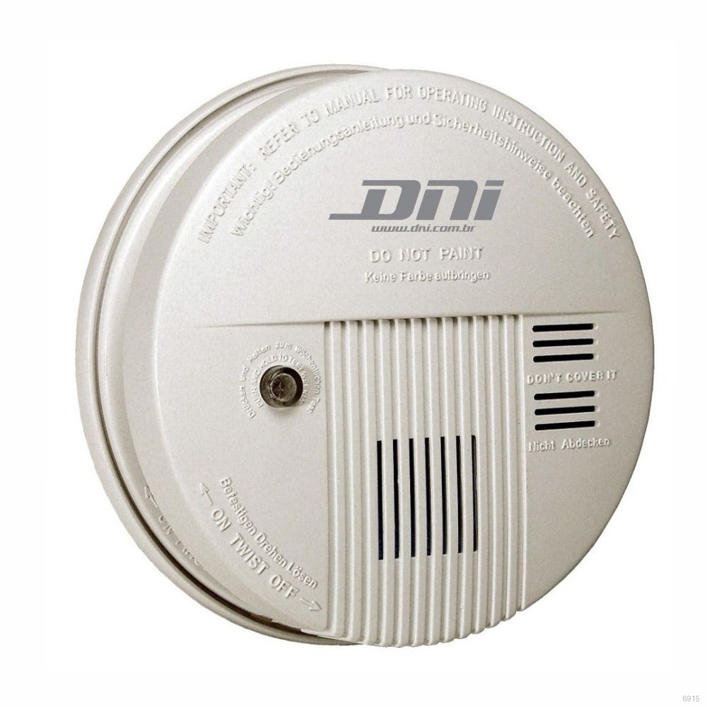 DETECTOR DE FUMACA COM SIRENE INCORPORADA BATERIA 9V