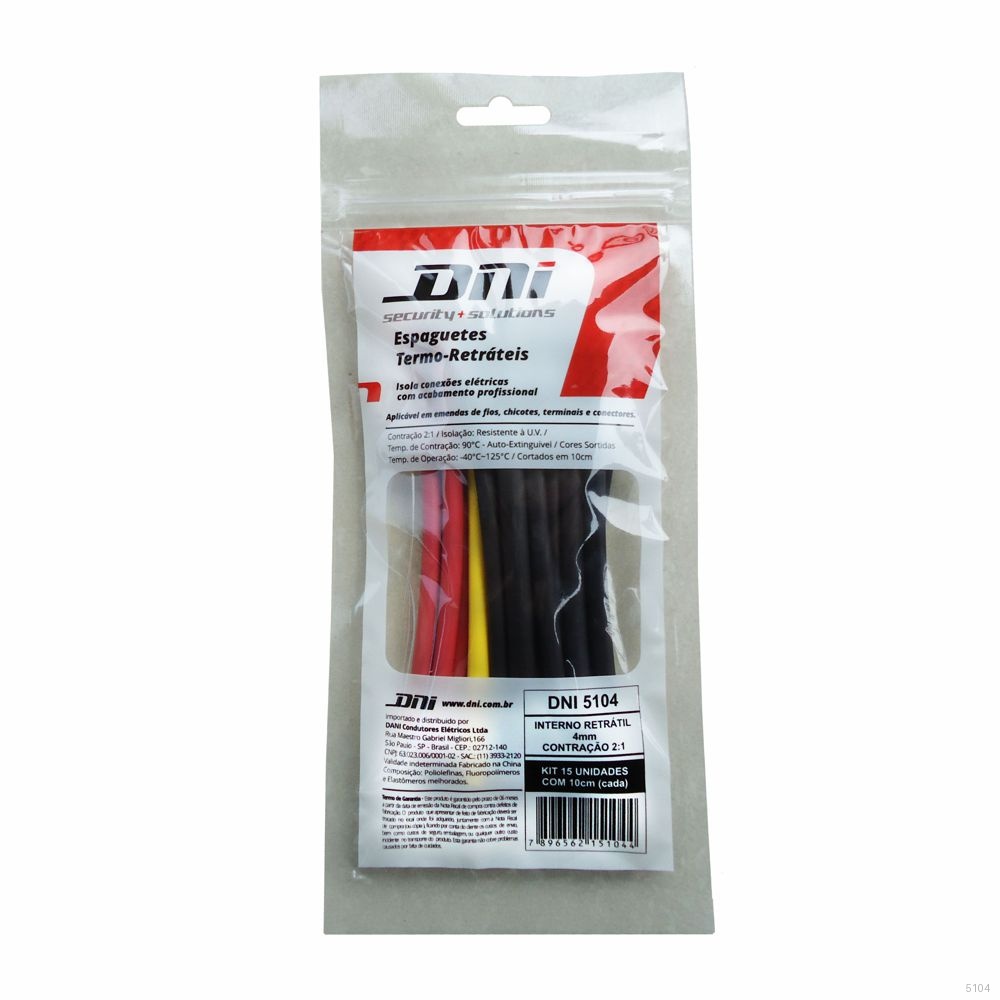 ESPAGUETE TERMO-RETRATIL 4MM SIMILAR 1/8 E 5/32 POL. CONTRACAO 2:1 - KIT 15 PCS