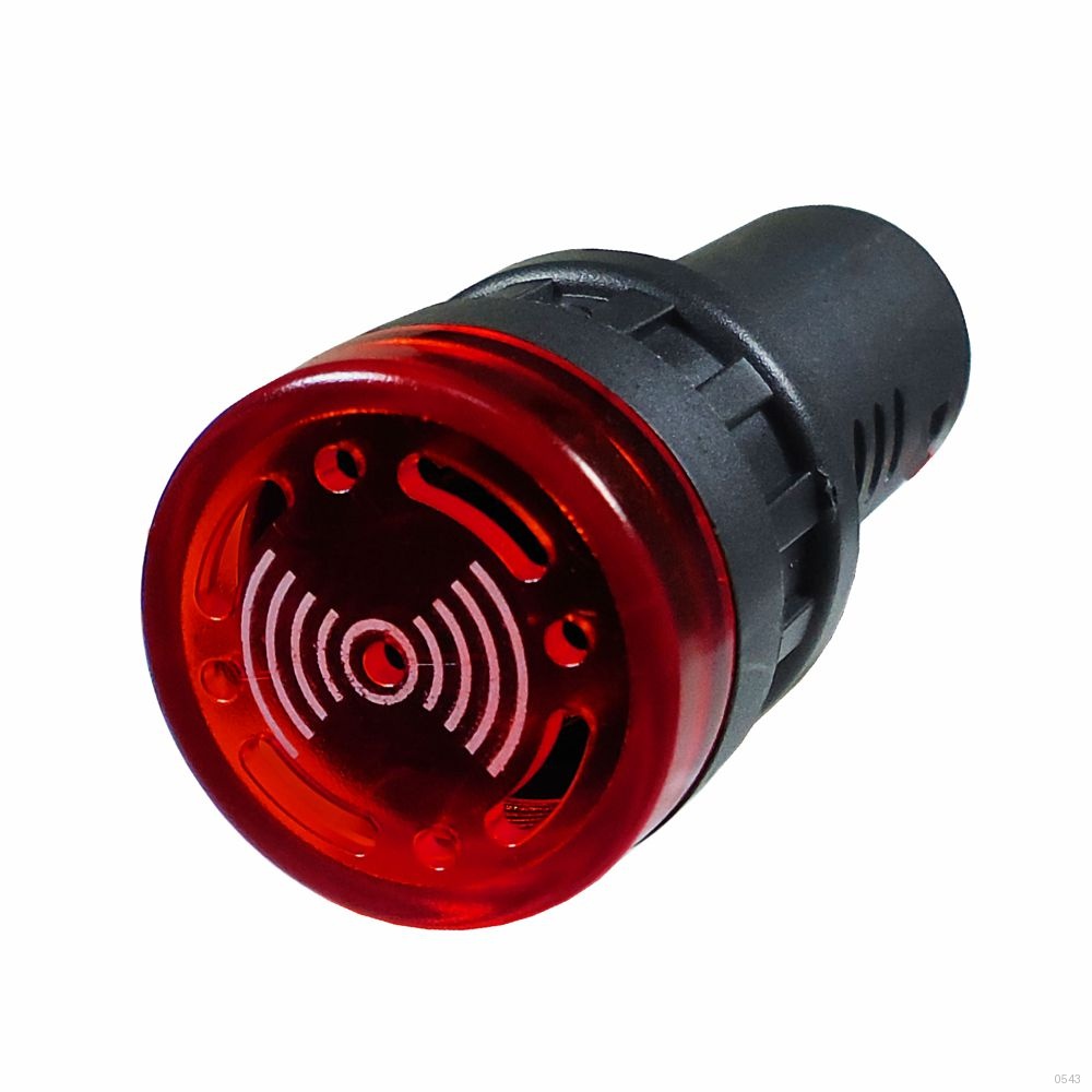 ALARME SONORO BUZZER SINALEIRO LED VERMELHO 24V AUDIOVISUAL 22MM
