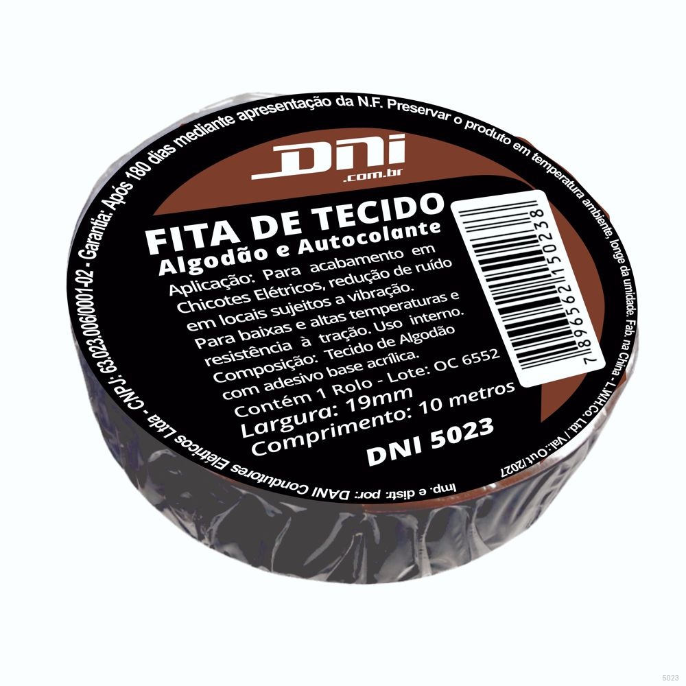 FITA DE TECIDO AUTOCOLANTE PRETA - ROLO 10 METROS