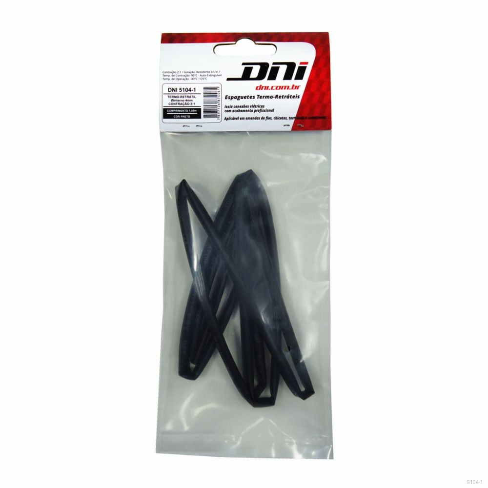 ESPAGUETE TERMO-RETRATIL 4MM SIMILAR 1/8 5/32 POL. CONT 2.1 1M