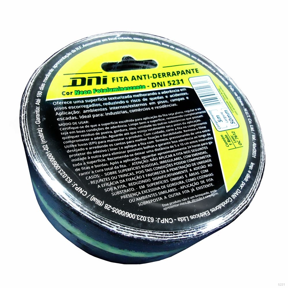 FITA  ANTIDERRAPANTE PRETA C/ NEON FOTOLUMINESCENTE FOSFORESCENTE 50MM X 5M PARA PISOS