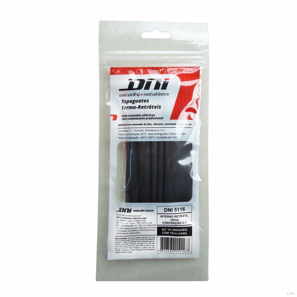 ESPAGUETE TERMO-RETRATIL 16MM SIMILAR 1/2 E 5/8 POL. CONTRACAO 2:1 - KIT 10 PCS