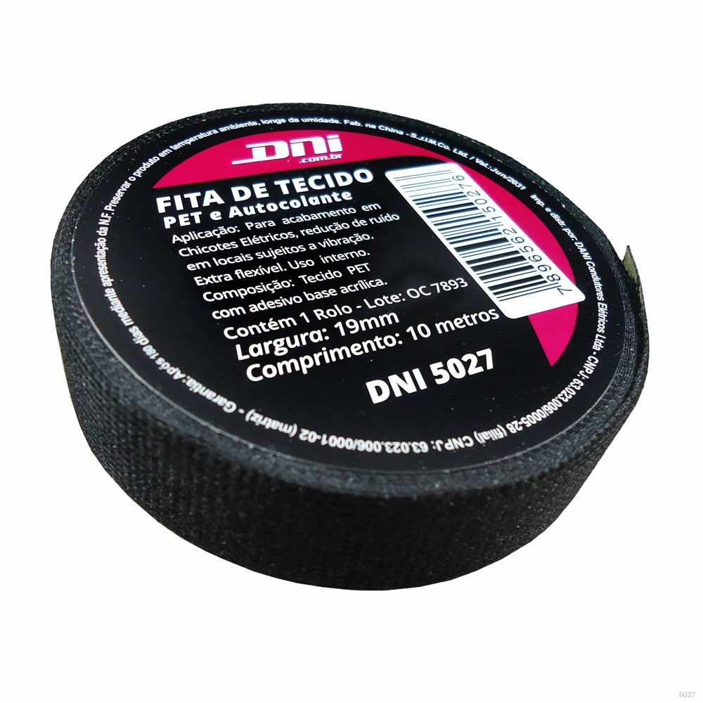 FITA EM TECIDO PET AUTOCOLANTE ANTI RUIDO EXTRA FLEXIVEL 19MMX10M ECOLOGICA
