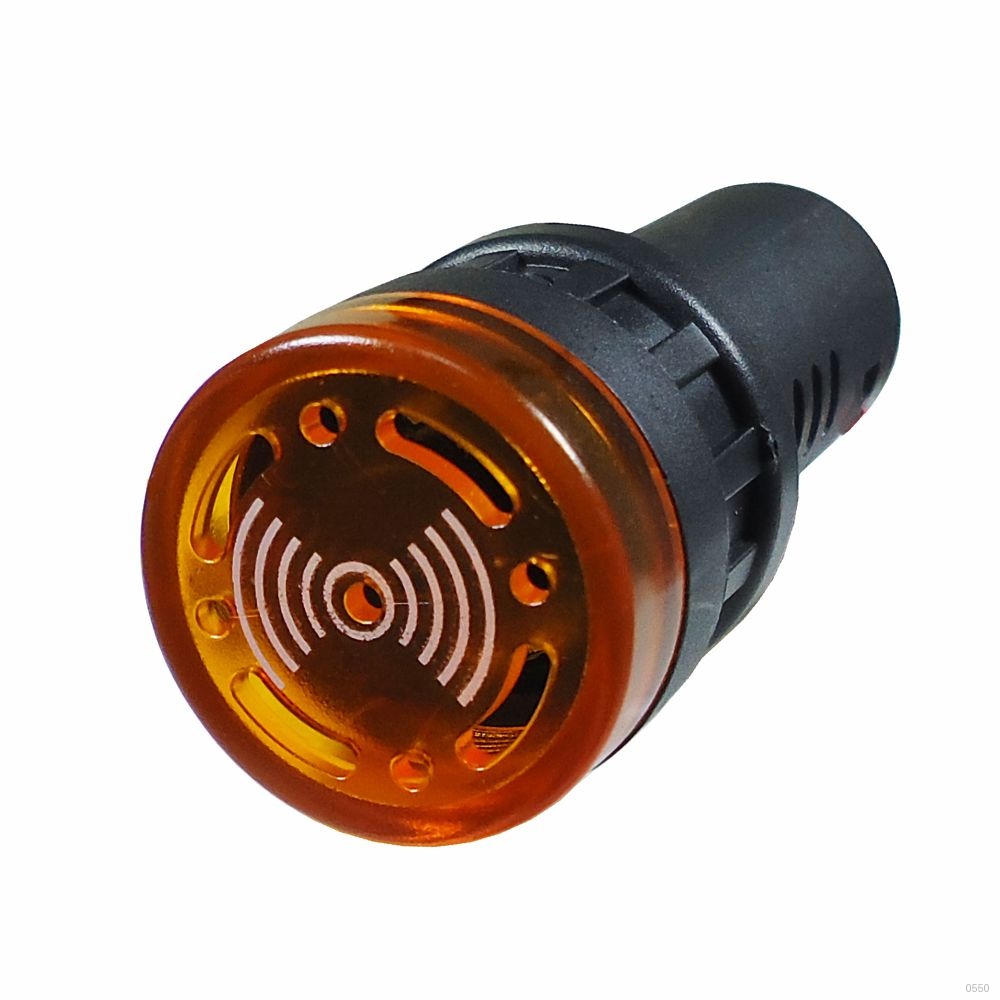 ALARME SONORO BUZZER SINALEIRO LED AMARELO AMBAR 220VAC AUDIOVISUAL 22MM