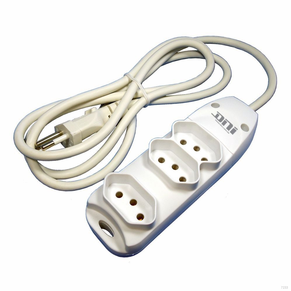 EXTENSAO BR 3 TOMADAS 2P+T 10A CABO PP 3M MUNIDO PCS CONEXAO P/ TENSAO INFERIOR A 1000 V