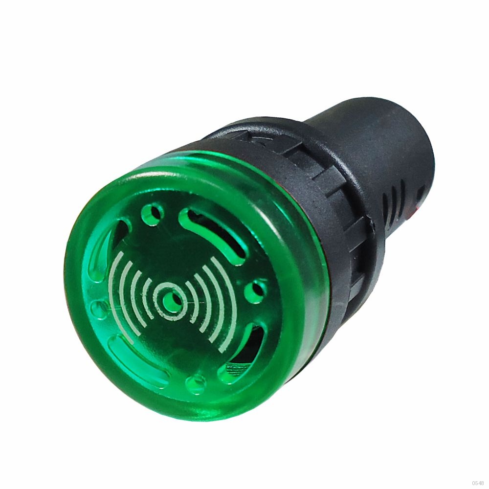ALARME SONORO BUZZER SINALEIRO LED VERDE 110VAC AUDIOVISUAL 22MM