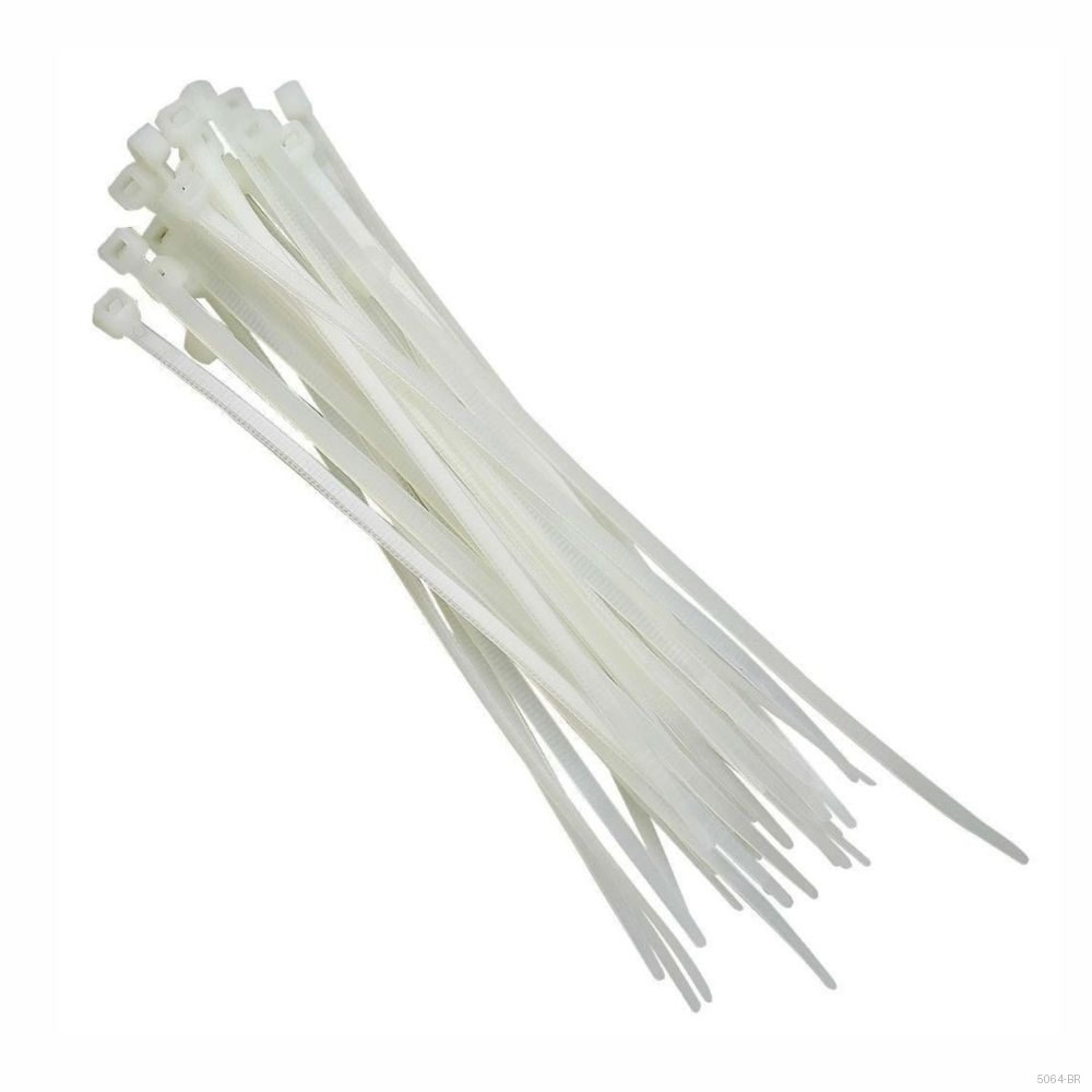 ABRACADEIRA DE NYLON BRANCA 280 X 4,8 X 1,45MM - KIT 100 PCS