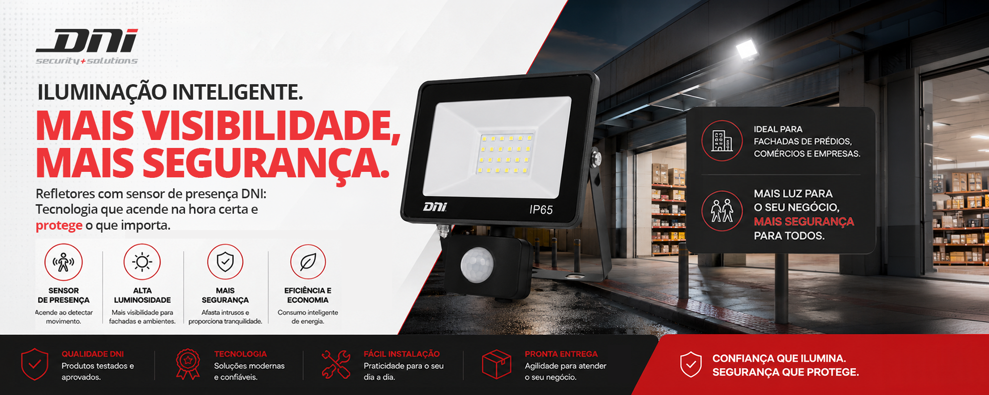 Refletores com sensor de presença