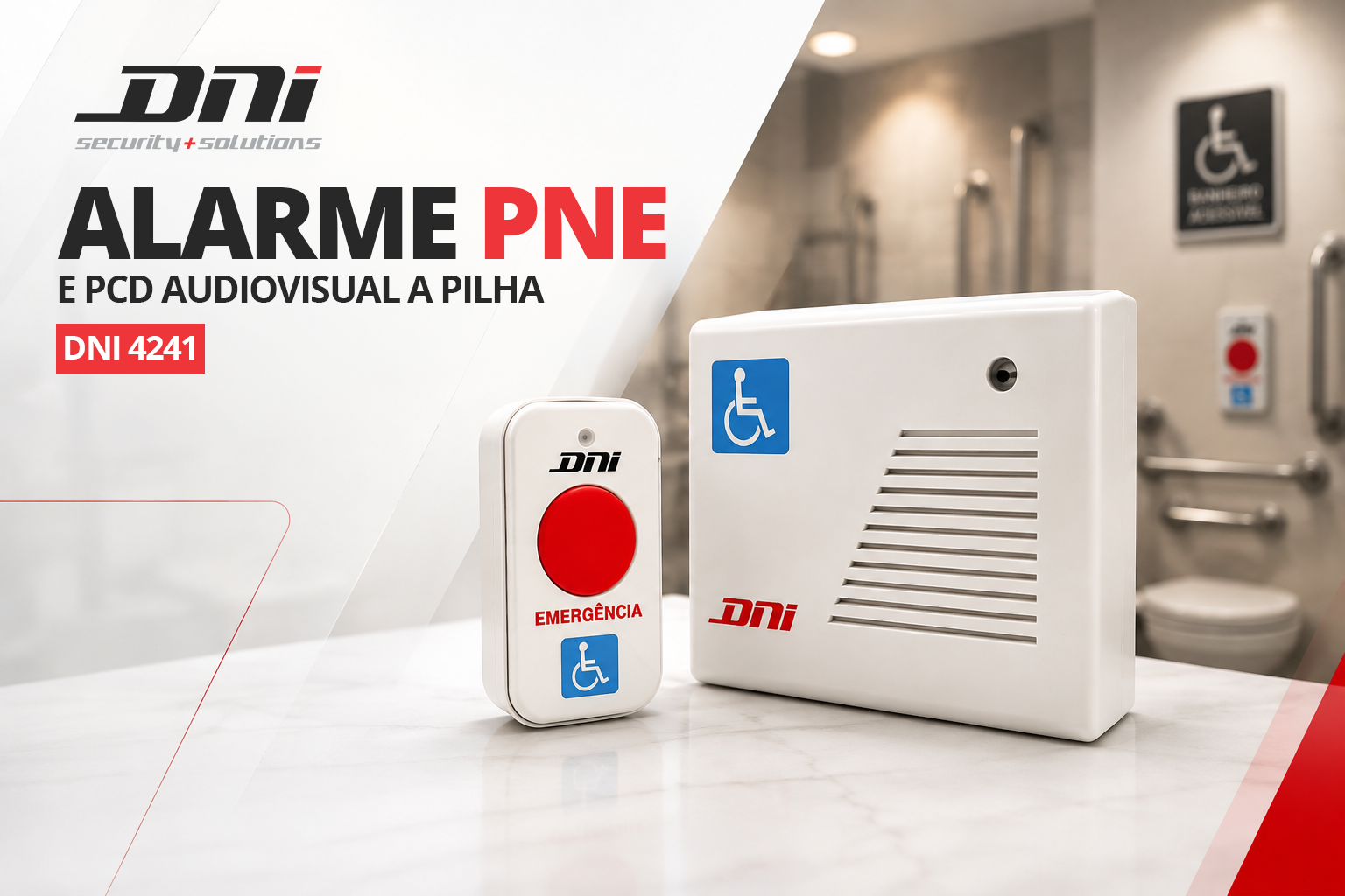 Alarme PNE e PCD audiovisual a pilha — DNI 4241